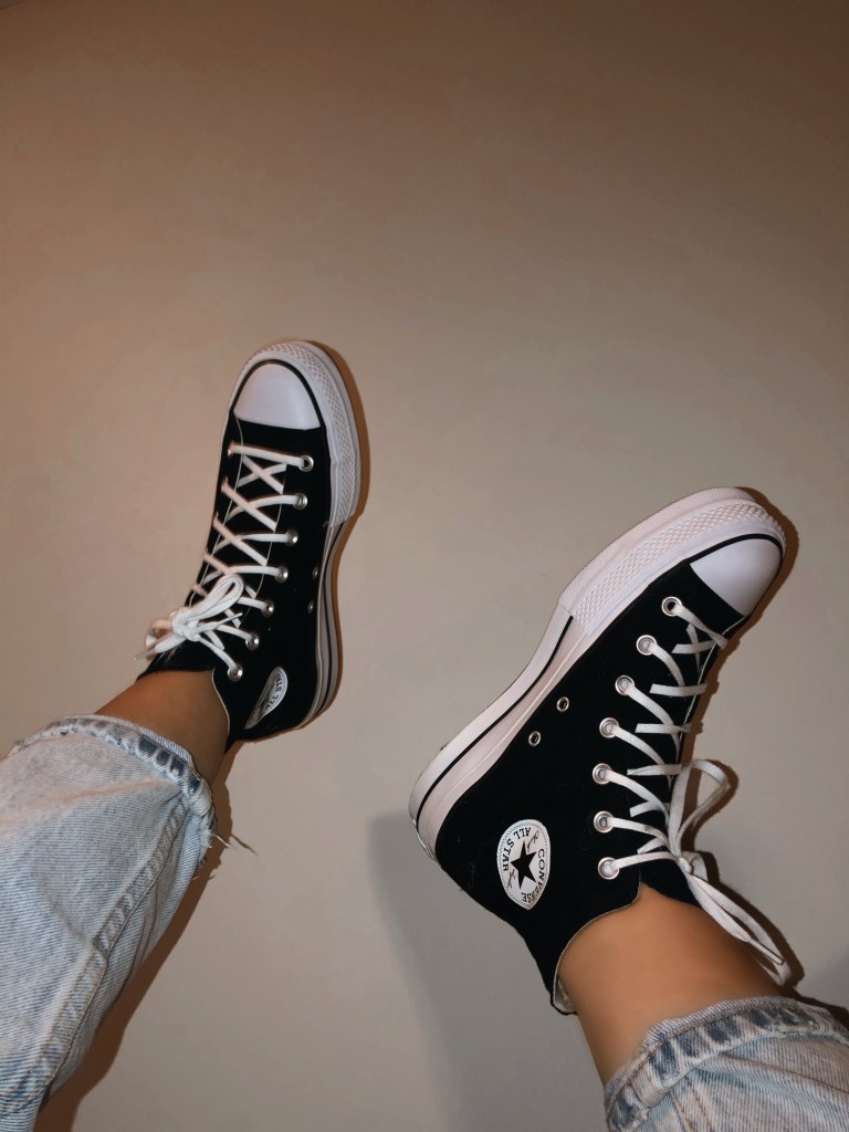 Black high top platform converse